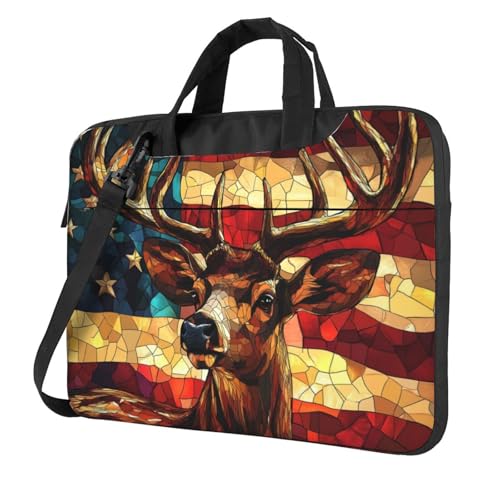 Laptoptasche mit amerikanischer Flagge aus Buntglas, 39,6 cm (15,6 Zoll), gepolsterte Hülle für Damen und Herren von Woshuwo