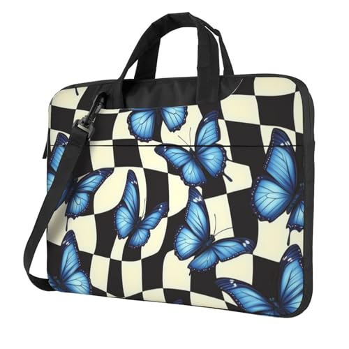 Laptoptasche mit blauen Schmetterlingen, 39,6 cm (15,6 Zoll), gepolsterte Hülle für Damen und Herren von Woshuwo