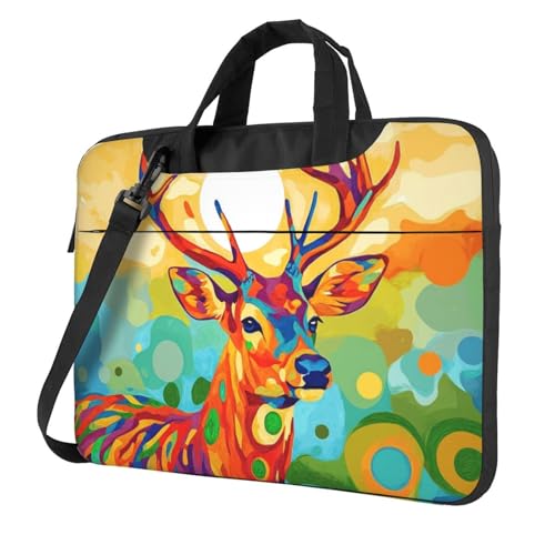 Laptoptasche mit buntem Hirsch, 39,6 cm (15,6 Zoll), gepolsterte Hülle für Damen und Herren von Woshuwo