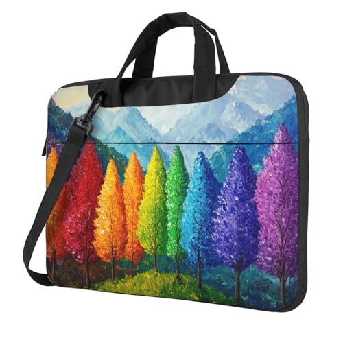 Laptoptasche mit bunten Bäumen auf der Berglandschaft, 39,6 cm (15,6 Zoll), gepolsterte Hülle für Damen und Herren von Woshuwo
