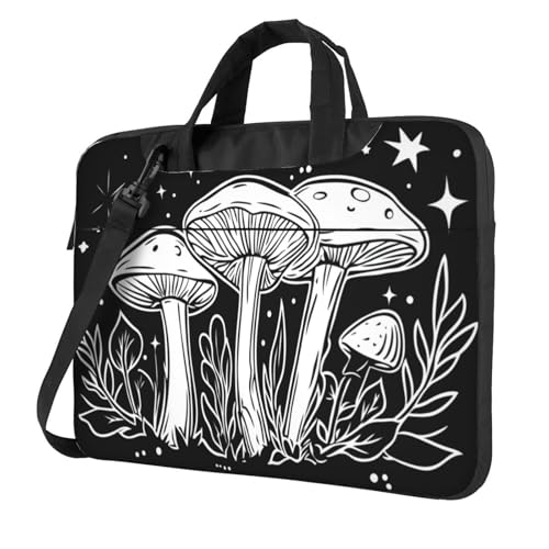 Laptoptasche mit drei Pilzen, 39,6 cm (15,6 Zoll), gepolsterte Hülle für Damen und Herren, Schwarz und Weiß von Woshuwo