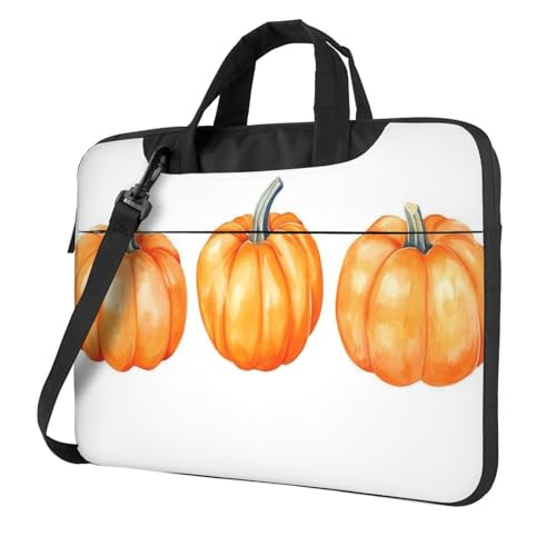 Laptoptasche mit drei orangefarbenen Kürbisen, 39,6 cm (15,6 Zoll), gepolsterte Hülle für Damen und Herren von Woshuwo