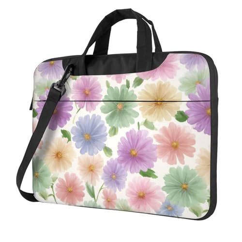 Laptoptasche mit kleinen Gänseblümchen, Pastellfarben, Aquarellfarben, Laptoptasche, 39,6 cm (15,6 Zoll), gepolsterte Hülle für Damen und Herren von Woshuwo