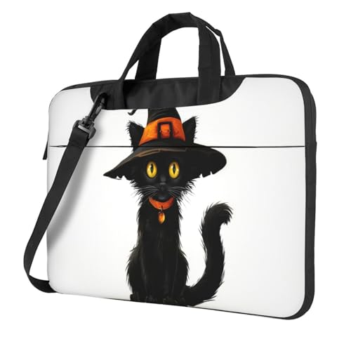 Laptoptasche mit niedlicher schwarzer Katze, 39,6 cm (15,6 Zoll), gepolsterte Hülle für Damen und Herren von Woshuwo