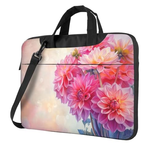 Laptoptasche mit rosa Dahlien, 39,6 cm (15,6 Zoll), gepolsterte Hülle für Damen und Herren von Woshuwo