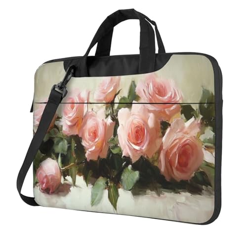 Laptoptasche mit rosa Rosen, 39,6 cm (15,6 Zoll), gepolsterte Hülle für Damen und Herren von Woshuwo