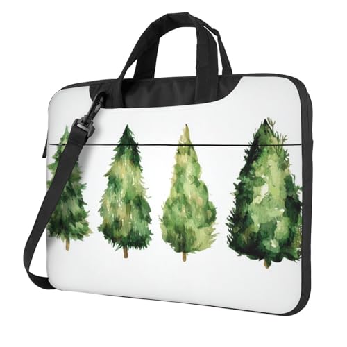 Laptoptasche mit vier Weihnachtsbäumen, Aquarellfarben, 39,6 cm (15,6 Zoll), gepolsterte Hülle für Damen und Herren von Woshuwo