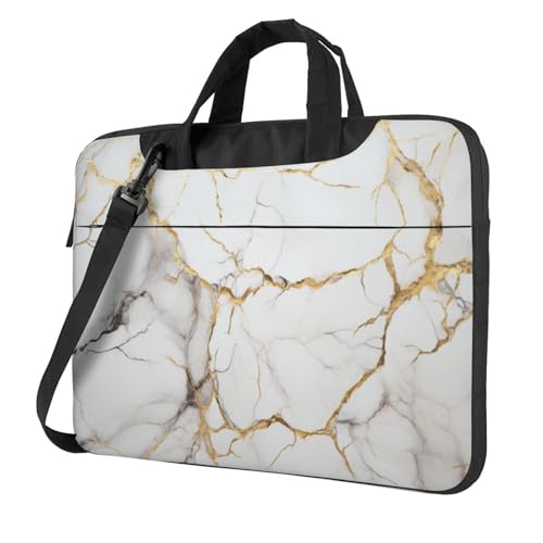 Laptoptasche mit weißen Marmor-Goldakzenten, 39,6 cm (15,6 Zoll), gepolsterte Hülle für Damen und Herren von Woshuwo