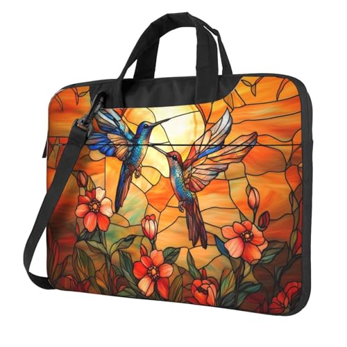 Laptoptasche mit zwei Kolibris und Blumen, 39,6 cm (15,6 Zoll), gepolsterte Hülle für Damen und Herren von Woshuwo