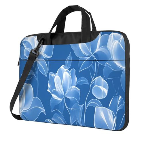 Minimal Floral Flowers Line Art Laptoptasche Laptoptasche 39,6 cm (15,6 Zoll), gepolsterte Hülle für Damen und Herren von Woshuwo