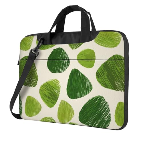 Minimalistische abstrakte grüne Reisknödel-Laptop-Tasche, Laptoptasche, 39,6 cm (15,6 Zoll), gepolsterte Hülle für Damen und Herren von Woshuwo
