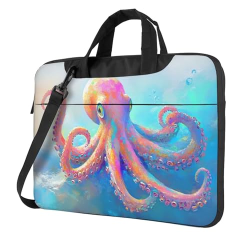 Octopus In The Ocean Laptoptasche, Laptoptasche, 39,6 cm (15,6 Zoll), gepolsterte Hülle für Damen und Herren von Woshuwo