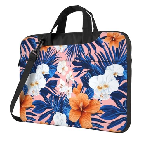 Palmblätter weiße Orchideen Laptoptasche Laptoptasche 15,6 Zoll Computertasche gepolsterte Hülle für Damen und Herren von Woshuwo