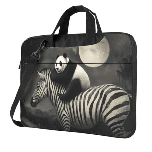 Panda auf Zebra-Rückseite, Laptoptasche, 39,6 cm (15,6 Zoll), gepolsterte Hülle für Damen und Herren von Woshuwo