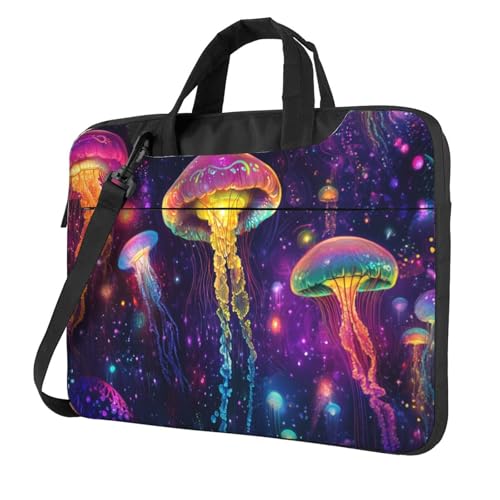 Psychedelische Quallen, schwimmende Laptoptasche, Laptoptasche, 39,6 cm (15,6 Zoll), Computertaschen, gepolsterte Hülle für Damen und Herren von Woshuwo