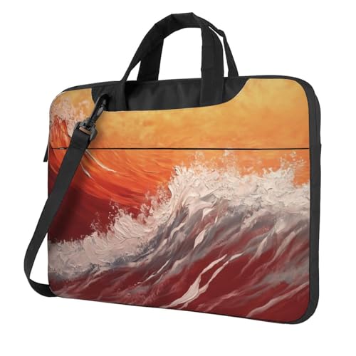 Red Ocean Waves Laptoptasche, Laptoptasche, 39,6 cm (15,6 Zoll), gepolsterte Hülle für Damen und Herren von Woshuwo