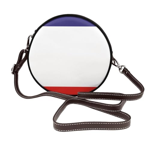 Runde Umhängetasche für Damen, Krim-Flagge, Leder, Schultertasche von Woshuwo