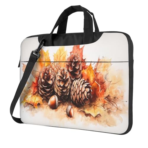 Rustikale Tannenzapfen, Herbstblätter, Laptoptasche, Laptoptasche, 39,6 cm (15,6 Zoll), gepolsterte Hülle für Damen und Herren von Woshuwo