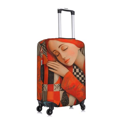 Sleeping Woman in Red Elastic Travel Luggage Covers Dustproof Scratch-Resistant Suitcase Protector Fit 22-24 Inch von Woshuwo