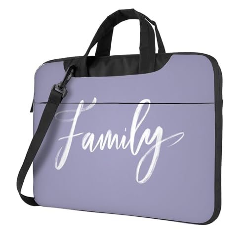 Text Family On Pale Light Purple Laptoptasche, Laptoptasche, 39,6 cm (15,6 Zoll), gepolsterte Hülle für Damen und Herren von Woshuwo