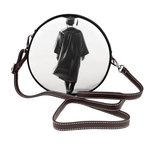 Umhängetasche für junge Studenten, Damen, rund, Leder, Schultertasche von Woshuwo