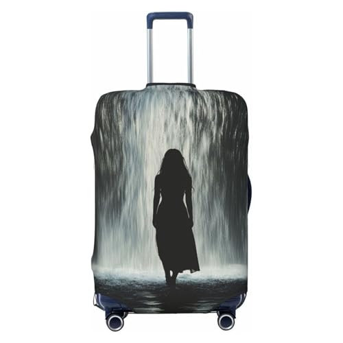Woshuwo Weibliche Silhouette Wasserfall Frau Elastische Reisegepäckabdeckungen Staubdicht Kratzfest Kofferschutz Passend für 56-61 cm von Woshuwo