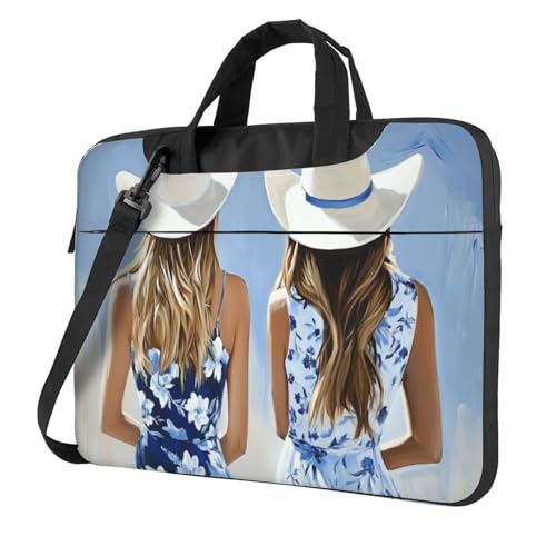 Zwei weiße Cowgirl-Hüte, Laptoptasche, Laptoptasche, 39,6 cm (15,6 Zoll), Computertasche, gepolsterte Hülle für Damen und Herren von Woshuwo