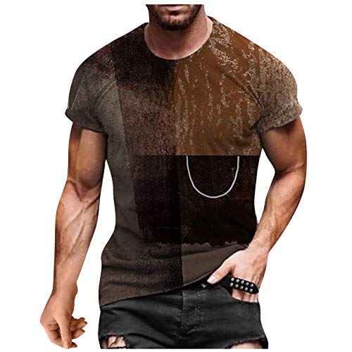 Große Größe T-Shirt für Herren M bis 6XL - Herren T-Shirt mit Frontprint und Rundhalsausschnitt - Sommer Fitness-T-Shirts Activewear-Shirts & Tops für Herren (Bronze,M) von Wossei Men Shop