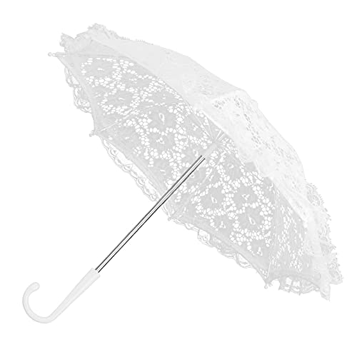 Wosune Brautschirm, J-Griff Regenschirm, Foto Requisiten Bühnenshow Regenschirm für Geschenk Hochzeit Braut (51239 weiß) von Wosune