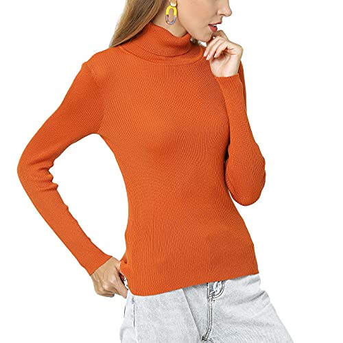 Wotcsil Damen Basic Rollkragenpullover Langarm Winter Slim Fit Einfarbig Strickpullover Rollkragen Sweatshirt Rippstrick Pulli mit Stehkragen Gerippter Feinstrick für Frühling Herbst von Wotcsil