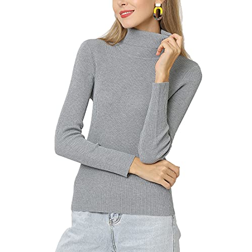 Wotcsil Damen Basic Rollkragenpullover Langarm Winter Slim Fit Einfarbig Strickpullover Rollkragen Sweatshirt Rippstrick Pulli mit Stehkragen Gerippter Feinstrick für Frühling Herbst von Wotcsil