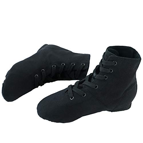 Geteilte Ledersohle Leinwand Jazz Schuhe Mädchen Jungen Schwarz Tanz Turnschuhe Weiche Split Sohle Tanz Schuhe Schnüren Kinder Erwachsene Jazz Dance Stiefel Flexibilität von WouND