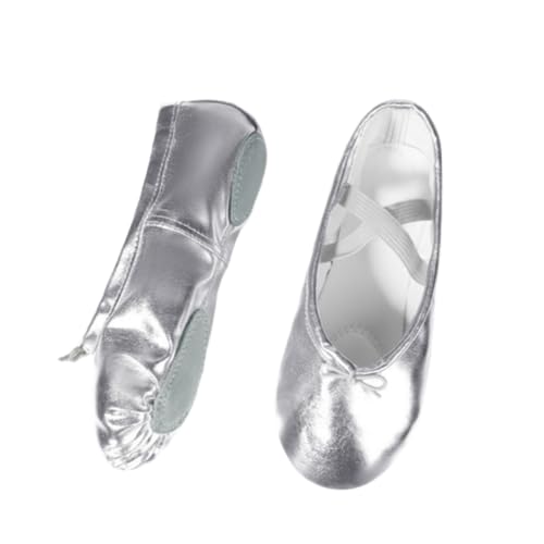 Geteilte Ledersohle Mädchen Ballettschuhe Gold Silber Weiche Sohle Ballett Tanz Hausschuhe Kinder Üben Ballerina Schuhe Frau Gymnastik Flexibilität von WouND