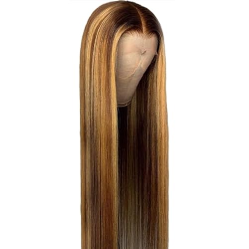 Perücke 13x4 Highlight Ombre Gerade HD Transparent Spitze Frontal Echthaar Perücke Honig Blonde Perücken für Frauen Brasilianische Remy haar von WouND