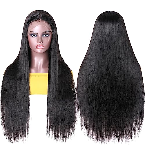 Perücke Gerade Lace-Front-Echthaar-Perücken für Frauen, 33 x 10 cm, glattes Haar, Lace-Front-Perücke, vorgezupfter Haaransatz von WouND