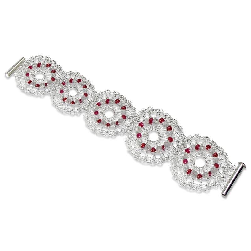 Gehäkeltes Armband Mit Rubin, Silberarmband, Rubin Silber, Gehäkelte Armband, Geschenk Für Frau, Juli Birthstone Valentines von WovenArtJewellery