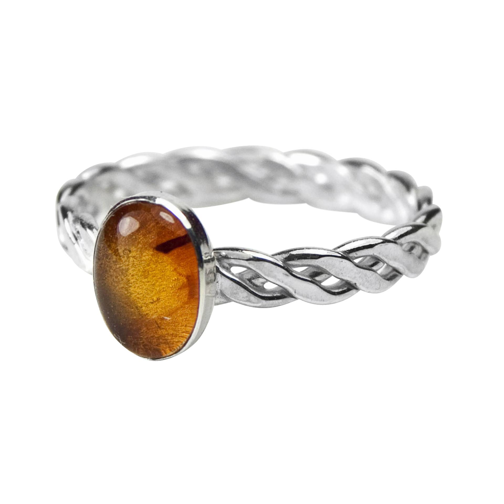 Silber Bernstein Ring, Gewebter Silberring, Ovaler Edelstein Schmuck Für Frauen, Weihnachtsgeschenk Freundin, Geschenk Partner von WovenArtJewellery