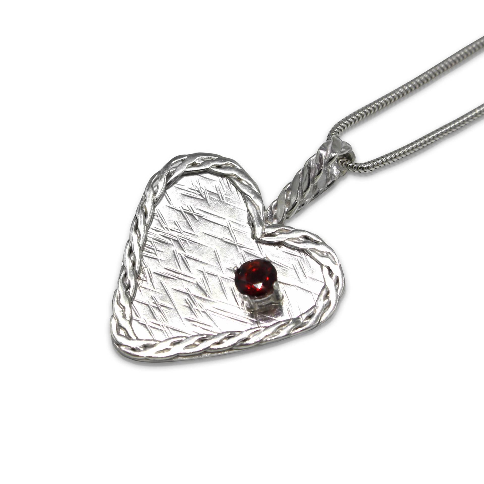 Silber Herz Anhänger, Citrin Halskette, Gewebtes Geschenk, Valentinstag Jahrestag Handgemachte Geschenke Für Sie von WovenArtJewellery