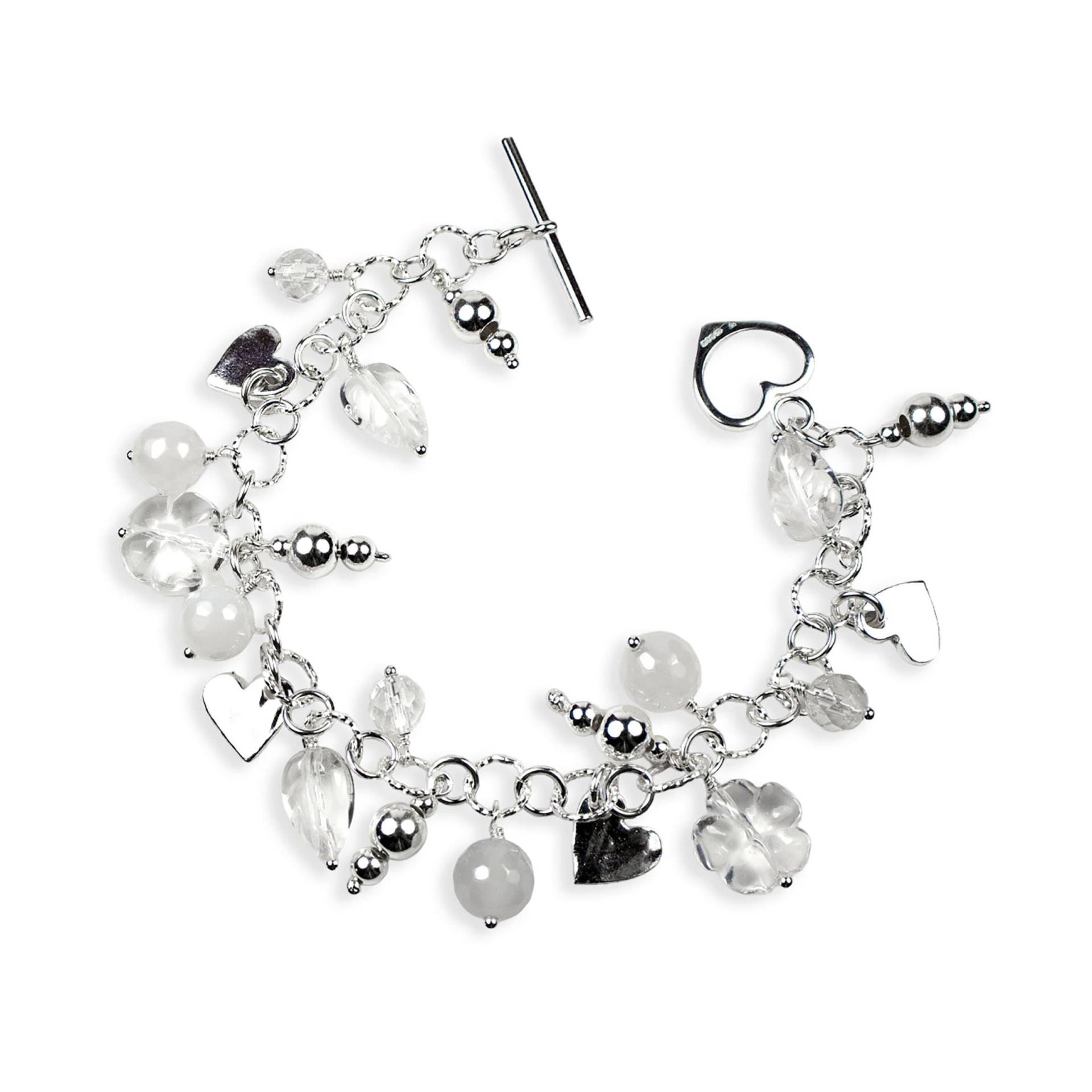 sterling Silber Bettelarmband, Blumen Herzen Chalcedon Armband, Geschenk Für Sie, Weihnachtsgeschenk Freundin von WovenArtJewellery