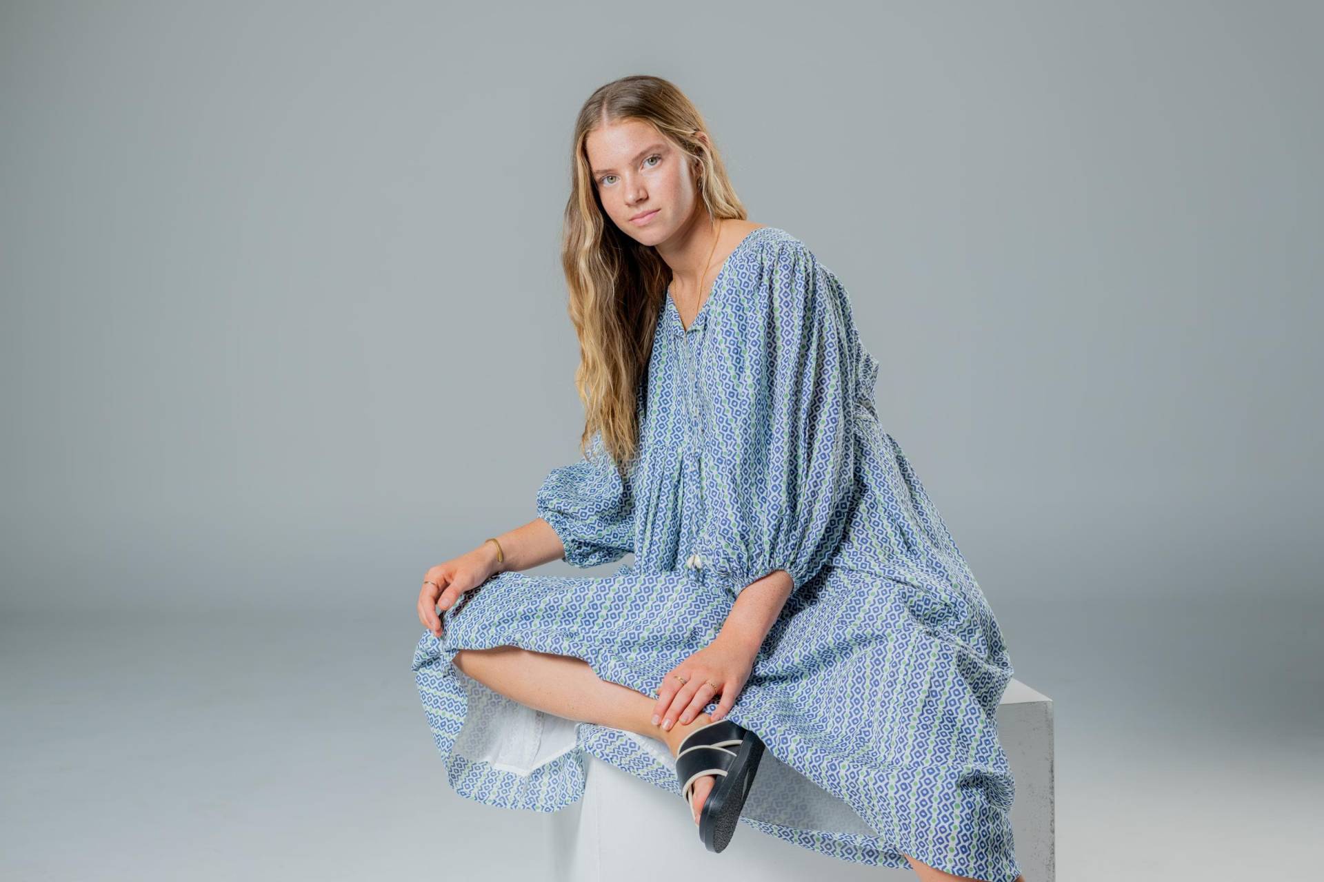 Boho Kleid Mit Blockprint, Fließendes Kleid, Baumwoll Midi Taschen, Hochzeitsgast Casual Day, Festival Urlaubskleid Boho Kleid Mit Blockprint, Fließendes Kleid, Baumwoll Midi Taschen, Hochzeitsgast Casual Day, Festival Urlaubskleid von WovenRiches