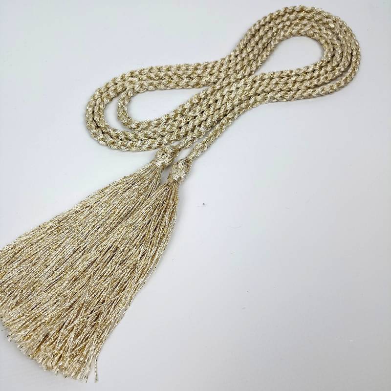Gold Geflochtener Seil Gürtel Damen Quaste Taille Schnur von WovenSlavicBelts