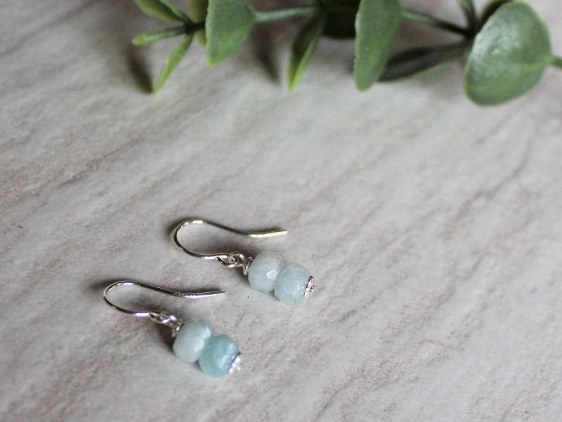 Aquamarin Ohrringe - Vertrauen, Wahrheit, Loslassen. Handgemachte Schmuck, Sterling Silber Haken von WovenStoneCo