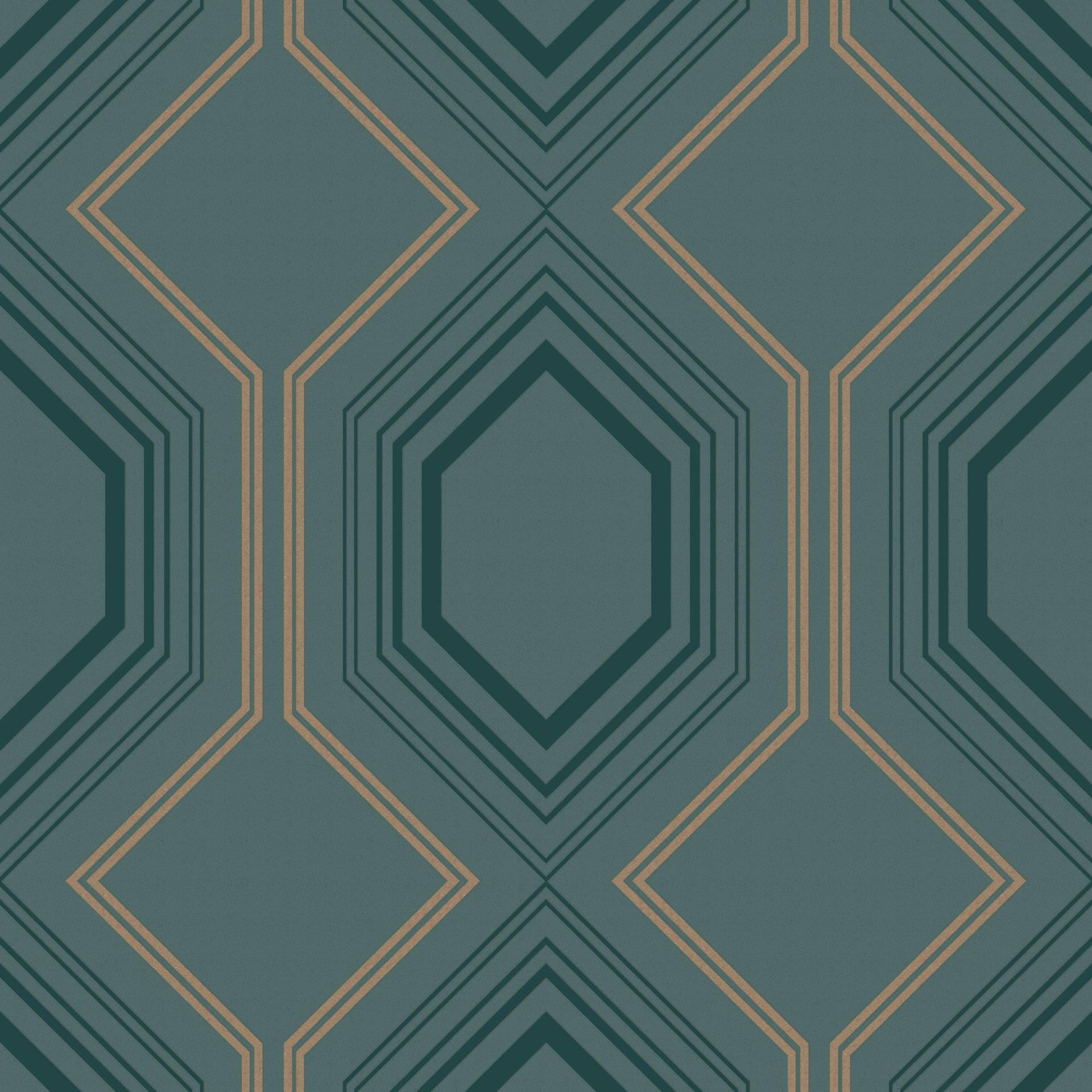 WOW Vliestapete "Art Deco Chic" geometrisch aufgeschäumt Grün - 1005x52 cm von Wow