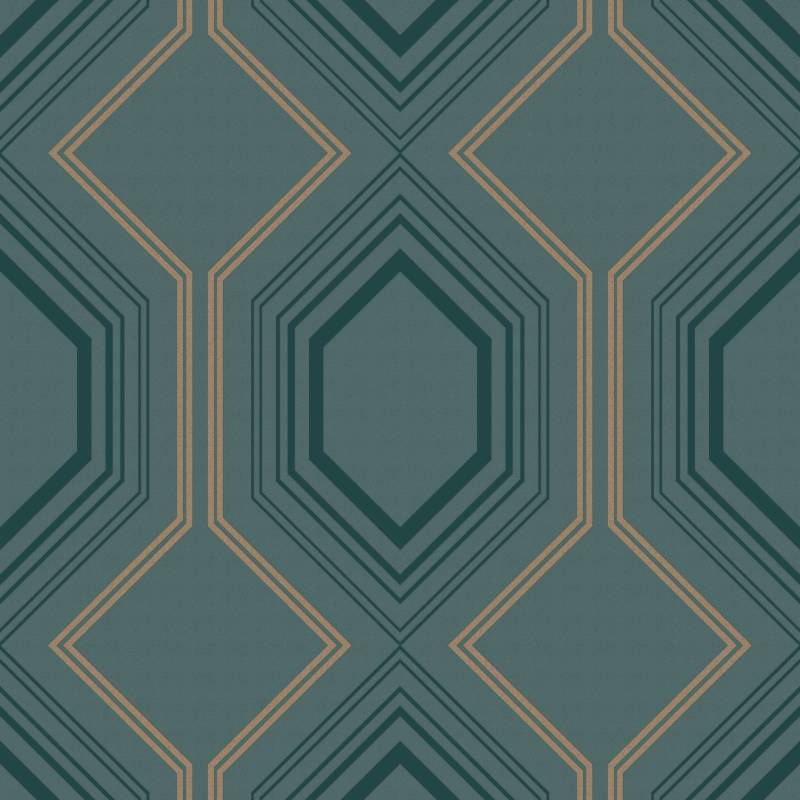 WOW Vliestapete "Art Deco Chic" geometrisch aufgeschäumt Grün - 1005x52 cm von Wow