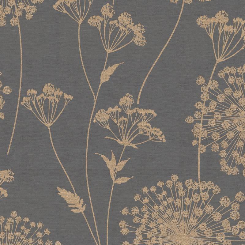 WOW Vliestapete "Feld Grau" geblümt geprägt FSC zertifiziert, mit lebhaftem Druck, 10 Meter Länge von Wow