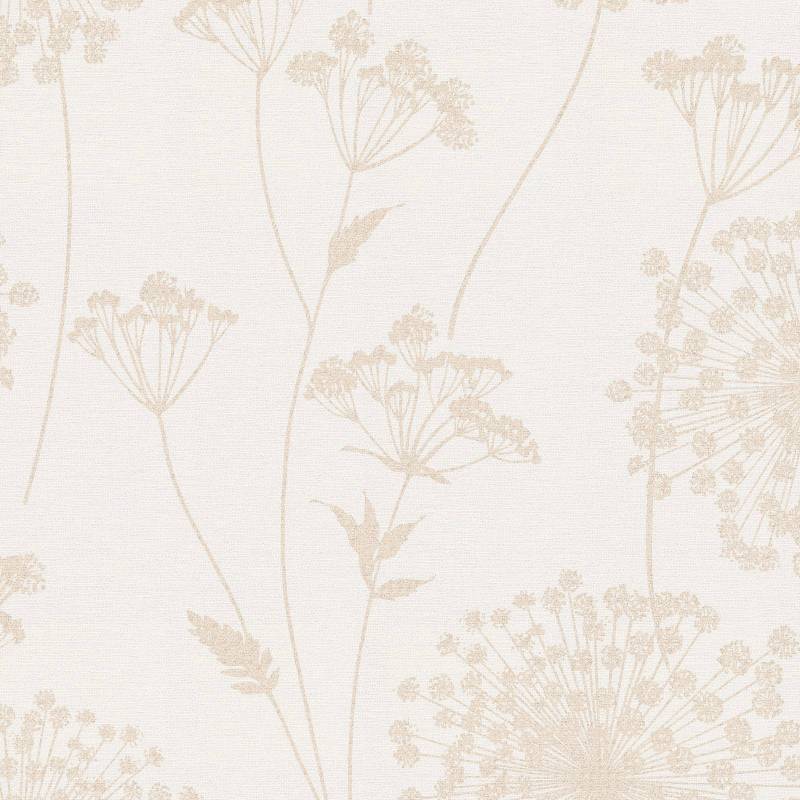 WOW Vliestapete "Feld Hellgrau" geblümt geprägt FSC zertifiziert, mit lebhaftem Druck, 10 Meter Länge von Wow