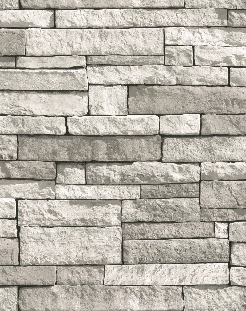 WOW Vliestapete "Steine" Steinoptik glatt Grau - 10m x 52cm von Wow