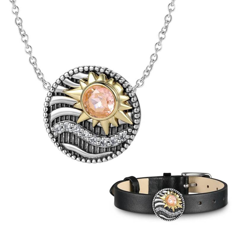 Wow Charms 925 Sterling Silver | Necklace Sunrise On The Star Sea Crystal Lab Grown Diamond Pendant Necklaces For Women & Chains von WowCharmsStore