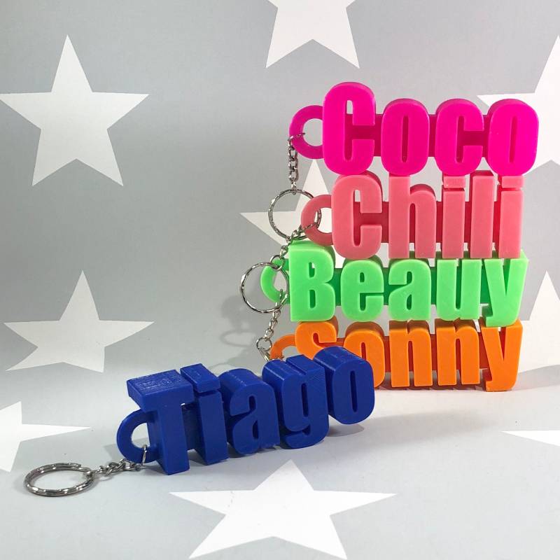 Personalisierter 3D Gedruckter Namens-Schlüsselanhänger Xl Chunky Party Favor von WowLondon
