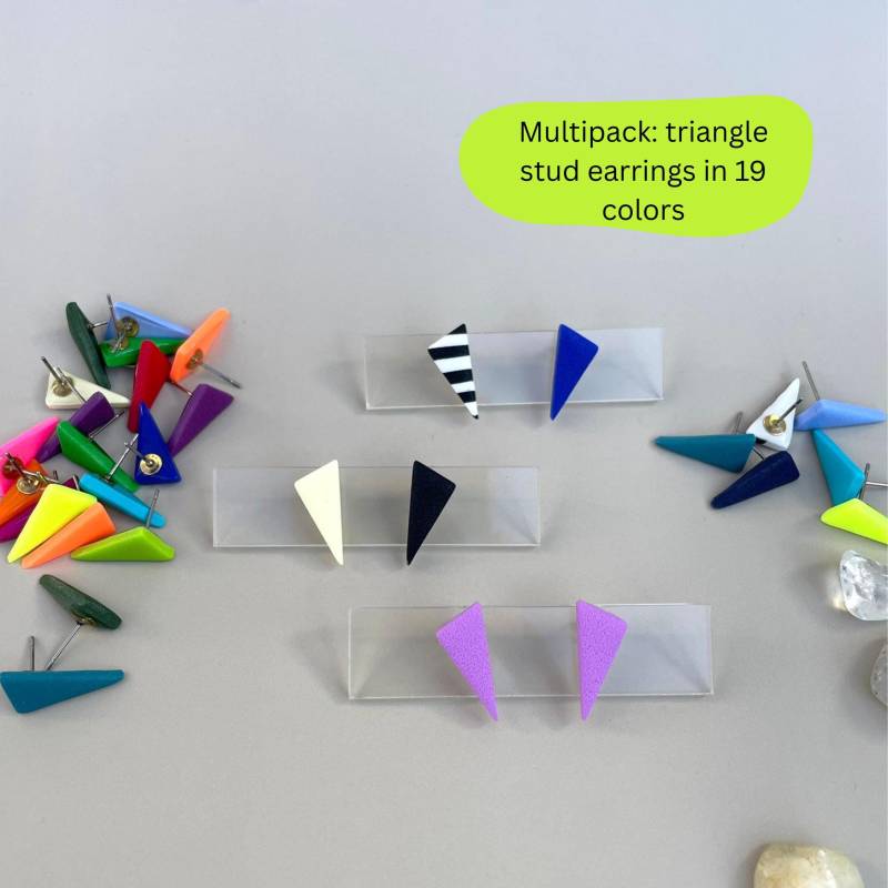 Earrings Studs Triangle Multipack Set Of 2 - 8 Pairs Colorful Small Polymer Clay Vibrant Everyday Earrings For Her Him Earrings Studs Triangle Multipack Set Of 2 - 8 Pairs Colorful Small Polymer Clay Vibrant Everyday Earrings For Her Him von WowLookAtYou
